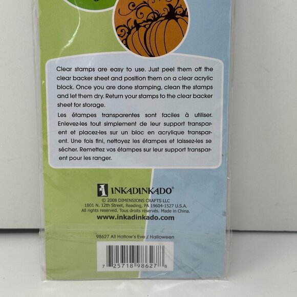 Inkadinkado Clear Stamps Happy Halloween Witch Pumpkin Spider Web Set 98627 New - Picture 5 of 9